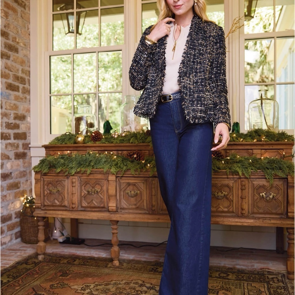 NWT Spartina 449 Women's Ramona Tweed Blazer Black Multi Size S - Picture 3 of 13
